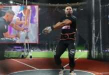 Referee accidentally hit with a hammer. He suffered an open leg fracture